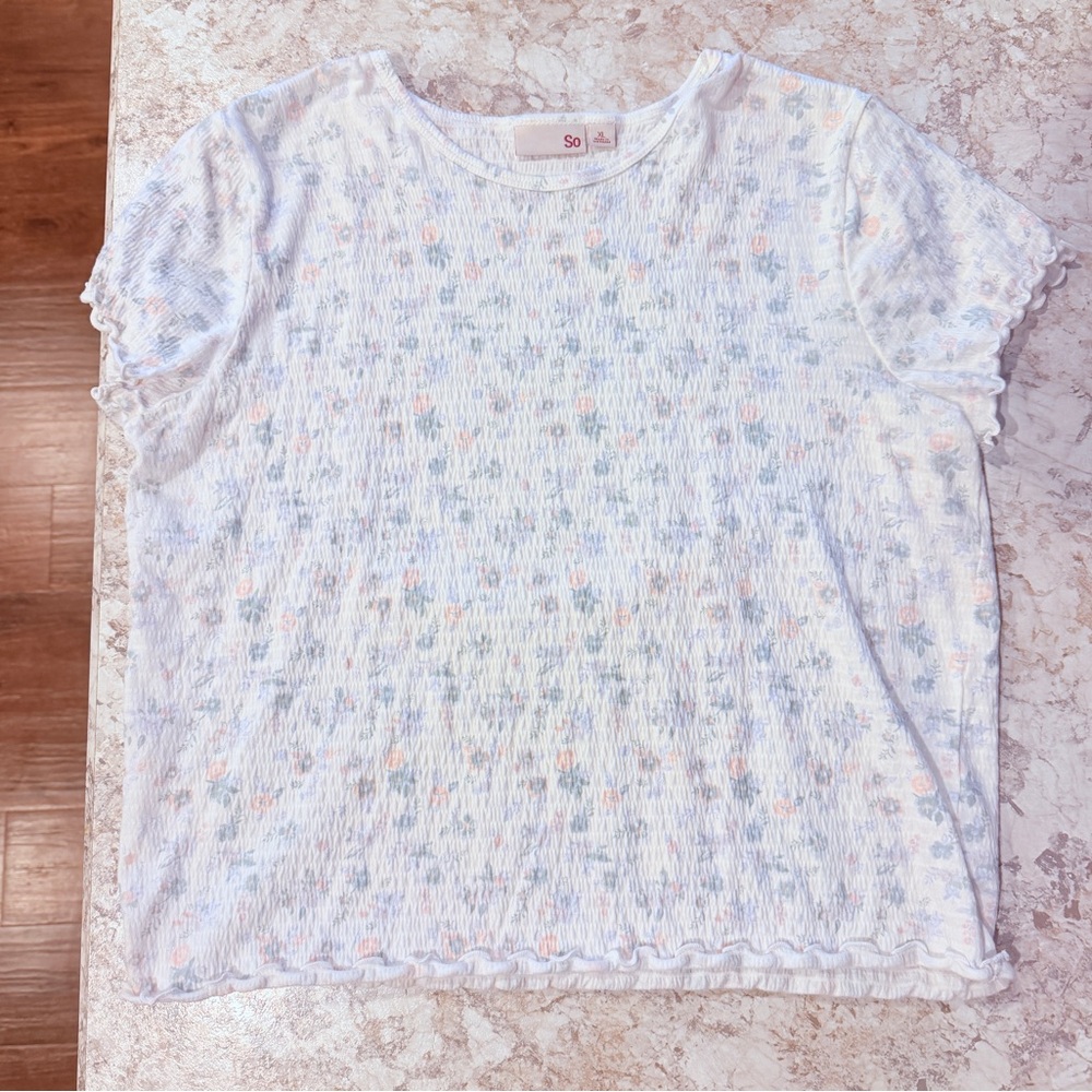 SO Floral Ruffle Edge Shirt Juniors XL